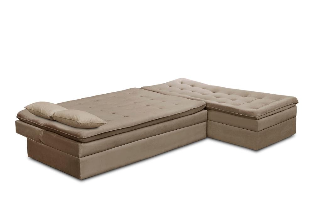 Sofá Cama King 5 Lugares 2,70m Alice Suede Cappuccino Adonai Estofados - 4