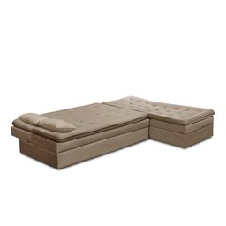 Sofá Cama King 5 Lugares 2,70m Alice Suede Cappuccino Adonai Estofados - 4