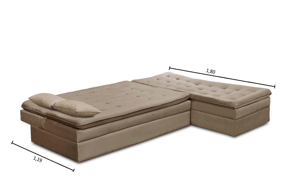 Sofá Cama King 5 Lugares 2,70m Alice Suede Cappuccino Adonai Estofados - 6