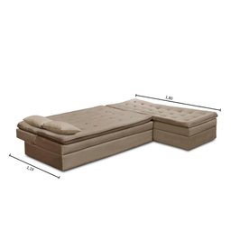 Sofá Cama King 5 Lugares 2,70m Alice Suede Cappuccino Adonai Estofados - 6