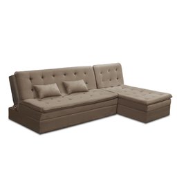 Sofá Cama King 5 Lugares 2,70m Alice Suede Cappuccino Adonai Estofados - 2