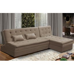 Sofá Cama King 5 Lugares 2,70m Alice Suede Cappuccino Adonai Estofados - 1