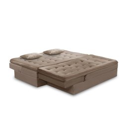 Sofá Cama King 5 Lugares 2,70m Alice Suede Cappuccino Adonai Estofados - 3