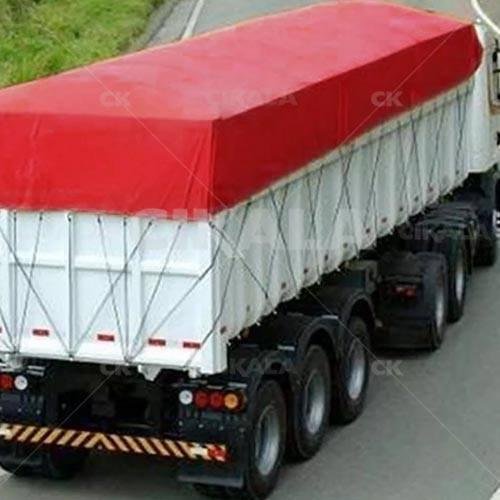 Lona CK600 3,5x1,5m Vermelha em Pvc Com Ilhós em Latão Para Caminhão e Transporte de Carga 650gr - 1