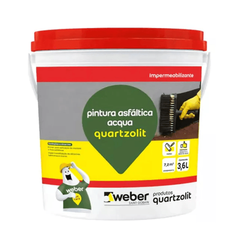 Pintura Asfaltica Acqua Galao 3,6l - Quartzolit Quartzolit Solu