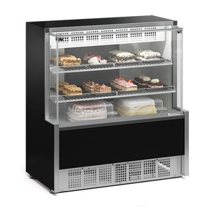 Vitrine Refrigerada Confeitaria Dupla Função GPEA-110R PR Preta Linha Aurora Vidro Reto Gelopar 1
