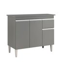 Ver imagem 2 de Balcão Cozinha com Tampo 100cm 3 Portas Taylla Cinza A01 - D’Rossi