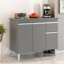 Ver imagem 1 de Balcão Cozinha com Tampo 100cm 3 Portas Taylla Cinza A01 - D’Rossi