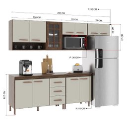 Cozinha Modulada Completa Fidelitá Lisboa 5 Peças 260cm 11 Portas 3 Gavetas com Tampo - 4