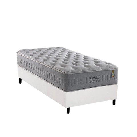 Cama Box Solteiro: Colchão Molas Ensacadas Anjos MasterPocket Soft Dream + Base CRC Courano Branco