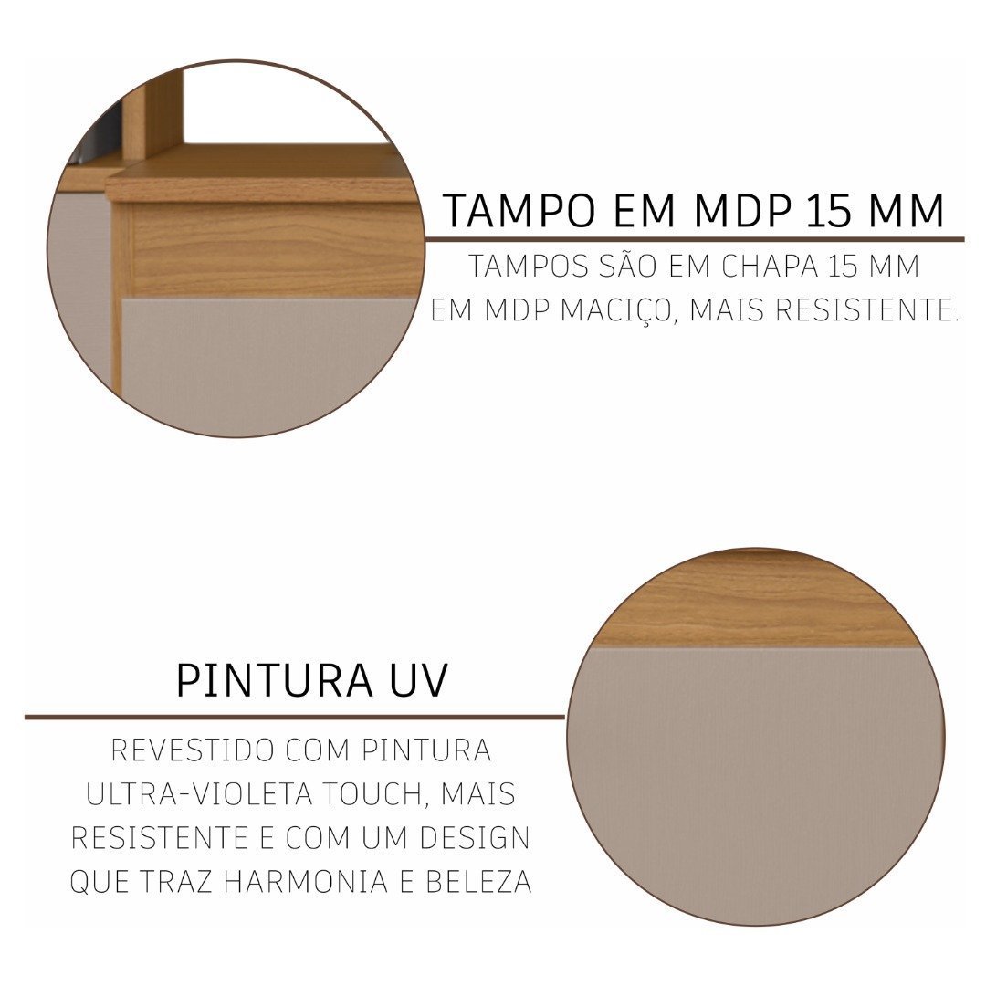 Cozinha Modulada Compacta Fidelitá Mariana 4 Peças 220cm 12 Portas 1 Gaveta Sem Tampo - 6