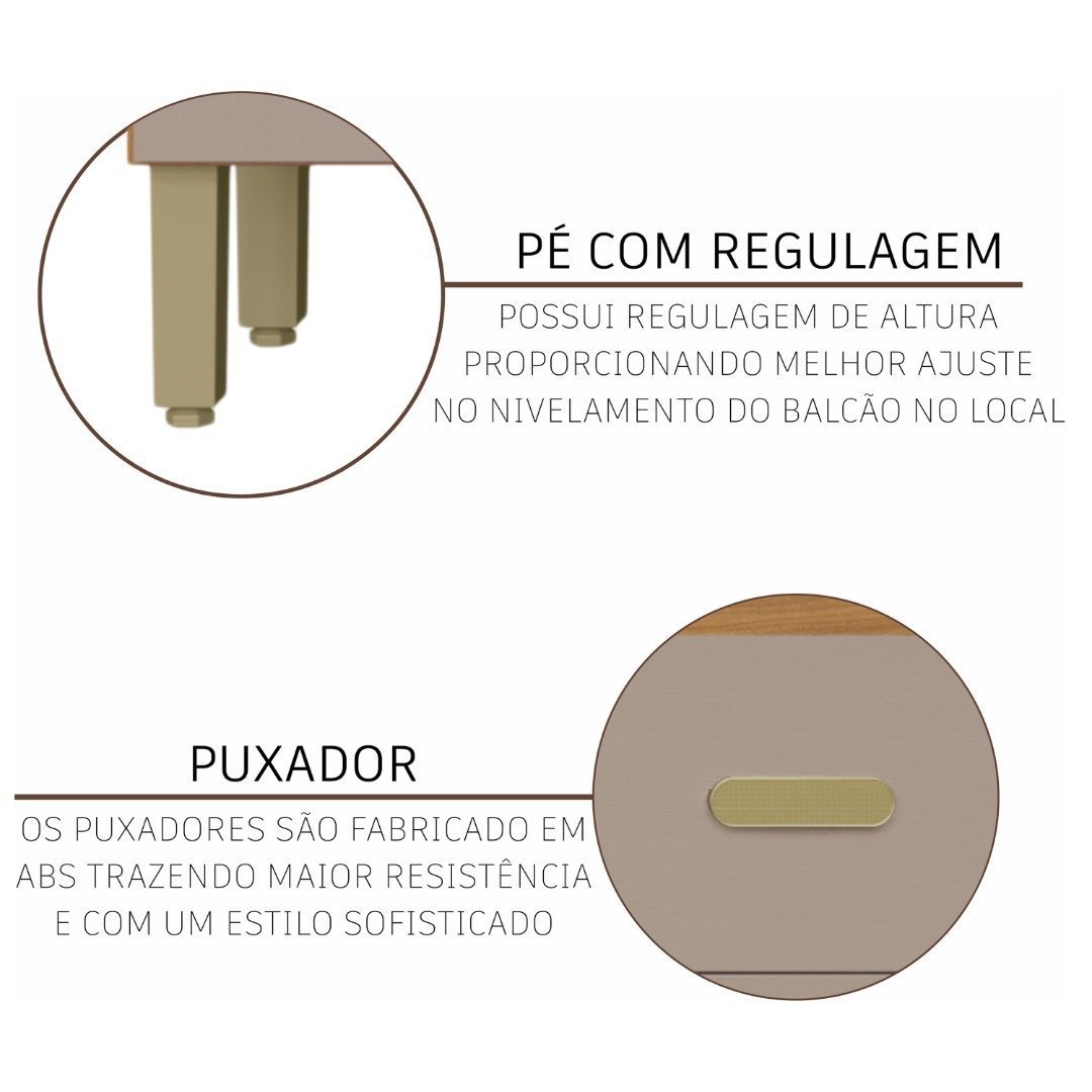 Cozinha Modulada Compacta Fidelitá Mariana 4 Peças 220cm 12 Portas 1 Gaveta Sem Tampo - 5