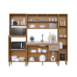 Cozinha Modulada Compacta Fidelitá Mariana 4 Peças 220cm 12 Portas 1 Gaveta sem Tampo - 2