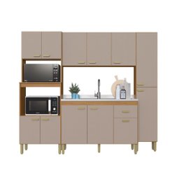 Cozinha Modulada Compacta Fidelitá Mariana 4 Peças 220cm 12 Portas 1 Gaveta sem Tampo - 3