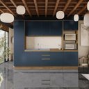Ver imagem 1 de Cozinha Modulada Celeste Kappesberg 100% MDF Nogueira-Azul 300cm