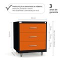 Ver imagem 2 de Gaveteiro de Aço 3 Gavetas com Rodízios com Chave Preto para Escritório Laranja
