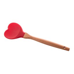Colher de Silicone Heart Vermelho Com Cabo de Bambu Charmy Lyor - 2