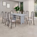 Ver imagem 1 de Conjunto de Mesa com 8 Cadeiras para Sala de Jantar Lara Prata/Bege