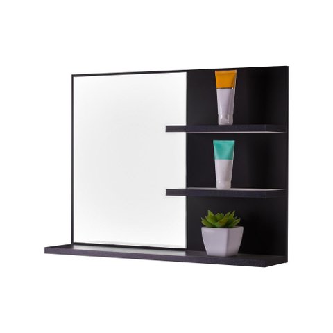 Espelho para Banheiro com Prateleiras Lugano 60 X 45cm - Preto
