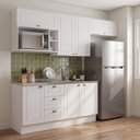 Ver imagem 1 de Cozinha Completa Modulada 5 Peças 100% MDF 7 Portas e Nicho para Microondas Branco/Calcare Emily