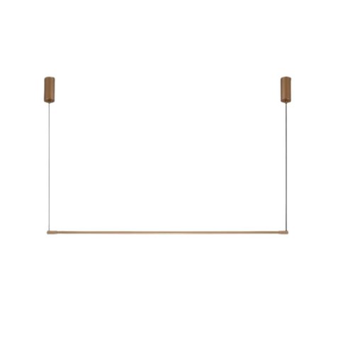 Pendente Retangular Led 12w 2700k 120cm Tenues Dourado Fosco Mais Luz