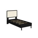 Ver imagem 1 de Cama Solteiro com Cabeceira Telada e Pé Madeira Maciça 102cm Oslo Preto/Nero