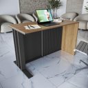 Ver imagem 2 de Mesa Escritório Home Office 120 Cm X 75 Cm com Painel Ripado Cor:mel com Grafite