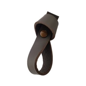 02 Puxadores Nó Parafuso - Couro Legítimo Marrom Escuro:Marrom