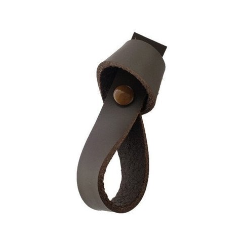 02 Puxadores Nó Parafuso - Couro Legítimo Marrom Escuro:Marrom