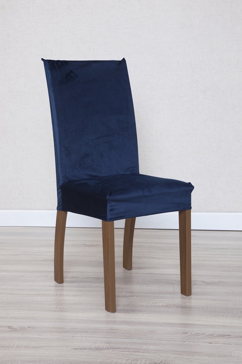 Kit Capa de Cadeira 6 Peças Suede Veludo Sala de Jantar Protege o Estofado Renova o Visual Azul Mari - 3