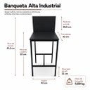 Ver imagem 5 de Banqueta Alta Madeira com Encosto Kiel Cor Preto - Kmj