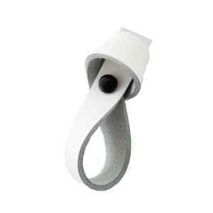 02 Puxadores Nó Parafuso - Couro Legítimo Branco:Preto