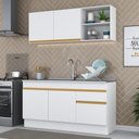 Ver imagem 3 de Armário de Cozinha Compacta 150cm com Rodapé Veneza Multimóveis V2114 Branco/Dourado