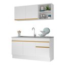 Ver imagem 1 de Armário de Cozinha Compacta 150cm com Rodapé Veneza Multimóveis V2114 Branco/Dourado