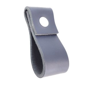 02 Puxadores Doba Parafuso - Couro Legítimo Azul Marinho:Branco