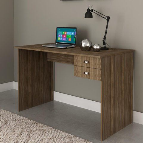 Mesa de Escritório com 2 Gavetas - Nogal