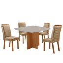 Ver imagem 1 de Mesa de Jantar Olimpia 90cm Tampo MDF Vidro Canto Copo com 4 Cadeiras Lorena