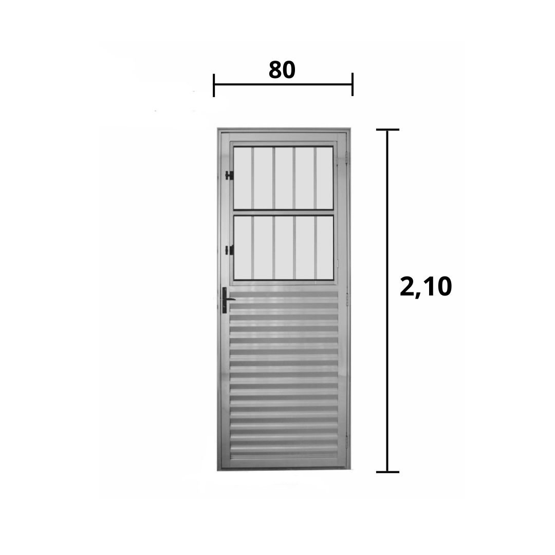 Porta Postigo Aluminio Brilhante 2.10 x 0.80 Lado Esquerdo - Hale - 2