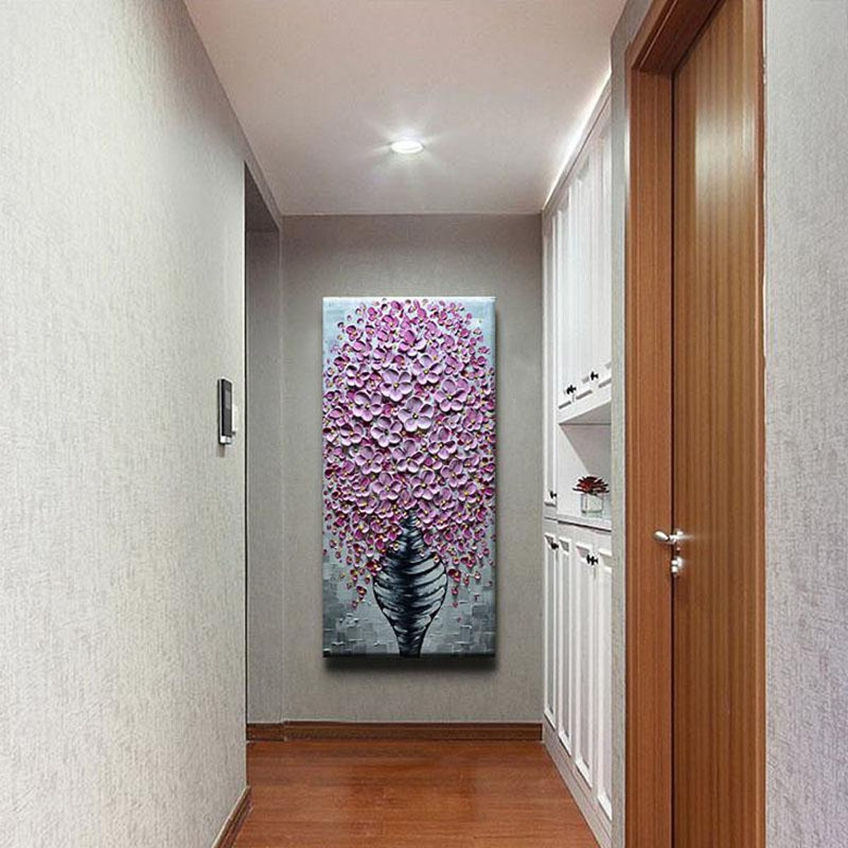 Quadro Pintura Tela floral Sala de Estar Pintado a Mão 5424: 90cm (A) x 180	cm (L) - 5