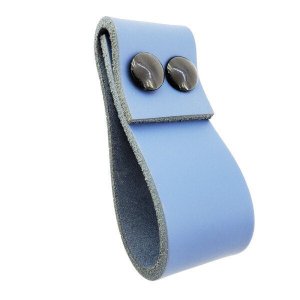 02 Puxadores DobaTwo Parafuso - Couro Legítimo Azul:Preto