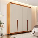 Ver imagem 1 de Roupeiro Solteiro Porto 4 Portas 4 Gavetas 161x214cm Freijó/Creme 240824