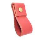 Ver imagem 1 de 02 Puxadores Doba Parafuso - Couro Legítimo Vermelho:Dourado