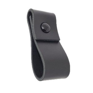 02 Puxadores Doba Parafuso - Couro Legítimo Preto:Preto