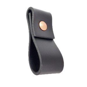 02 Puxadores Doba Parafuso - Couro Legítimo Preto:Rose Gold