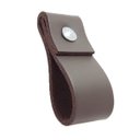 Ver imagem 1 de 02 Puxadores Doba Parafuso - Couro Legítimo Marrom Escuro:Prata