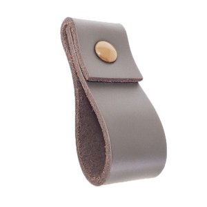 02 Puxadores Doba Parafuso - Couro Legítimo Marrom Escuro:Marrom