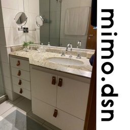 02 Puxadores Doba Parafuso - Couro Legítimo Cinza:Branco - 6