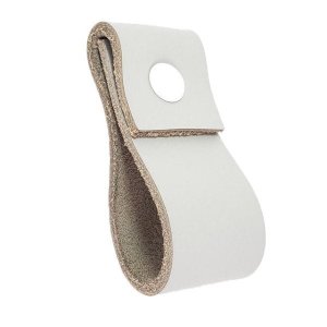 02 Puxadores Doba Parafuso - Couro Legítimo Cinza:Branco
