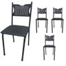 Kit 4 Cadeira para Cozinha Mc Tubular Almofadada Estrutura Preta com Assento Preto Medcombo - 1