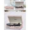 Vitrola Toca Discos Vinil Bluetooth USB Auxiliar Reproduz e Grava Em Mp3 Rosa Bivolt Sonetto Chrome - 3